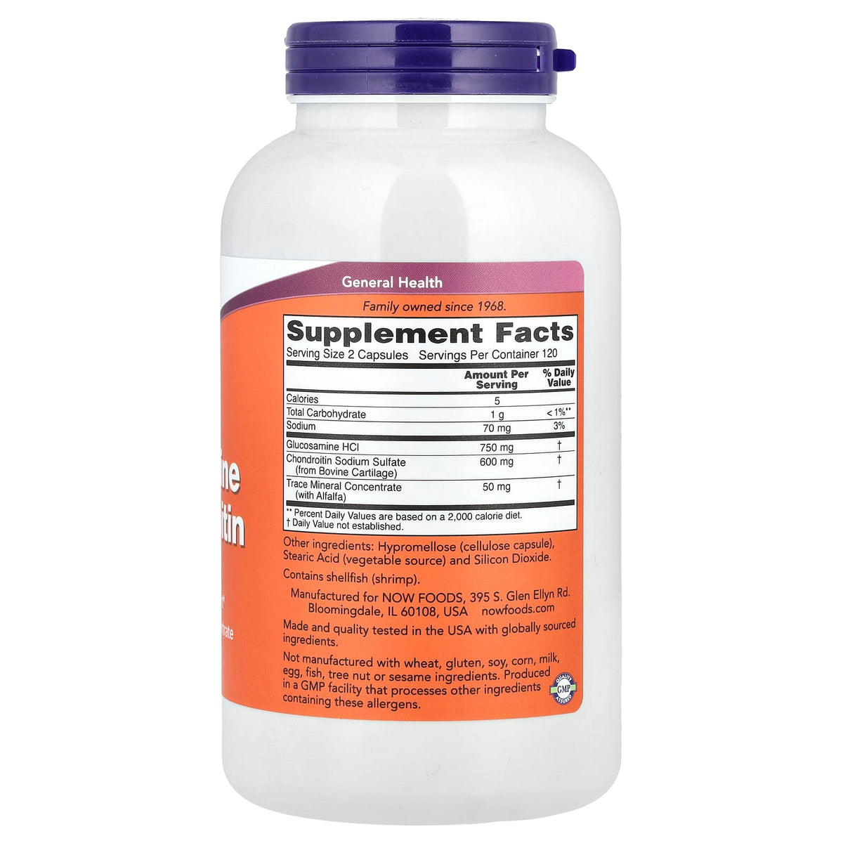 NOW Foods Glucosamine & Chondroitin, 240 Capsules - view 2
