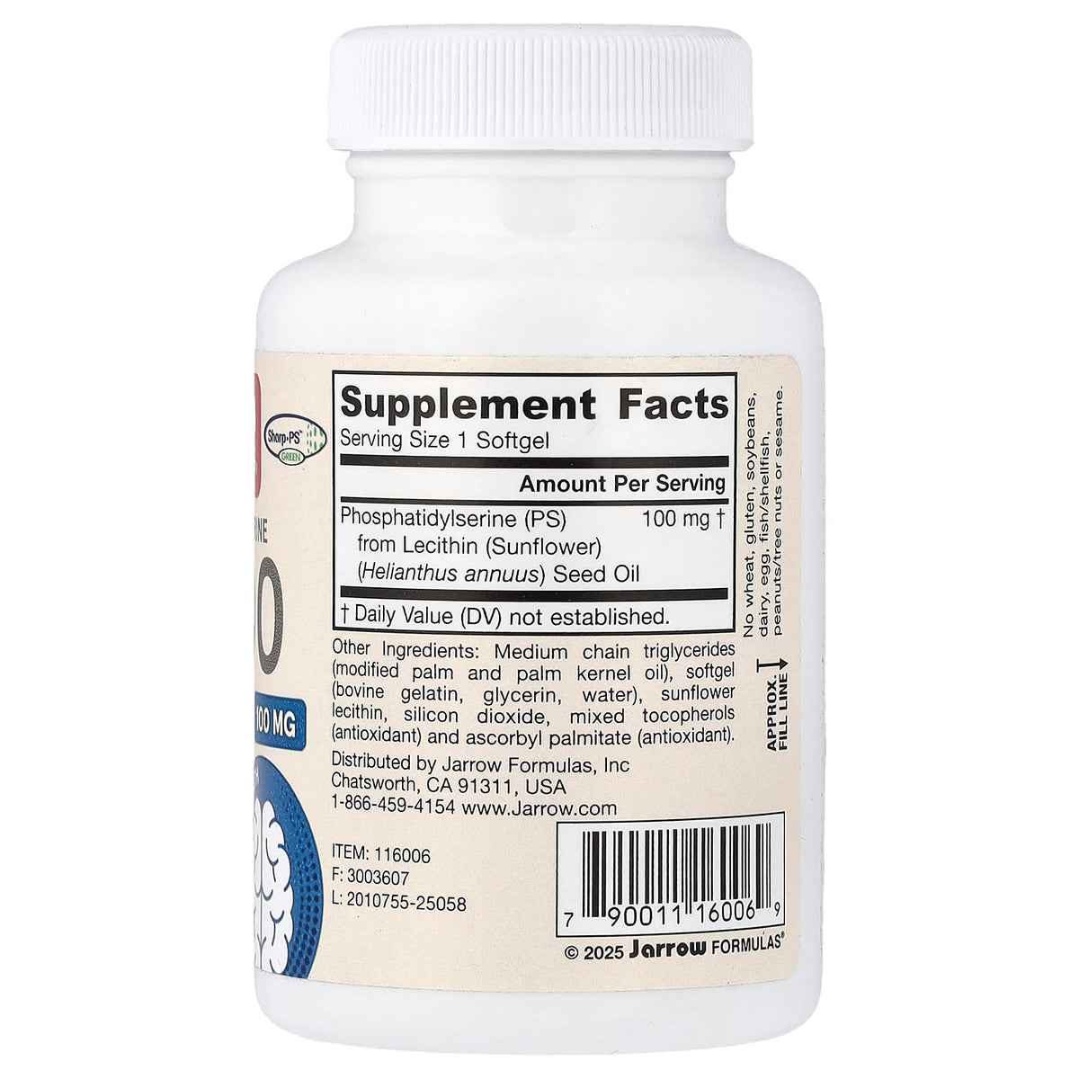 Jarrow Formulas PS100 Phosphatidylserine 100 mg, 60 Softgels - view 2
