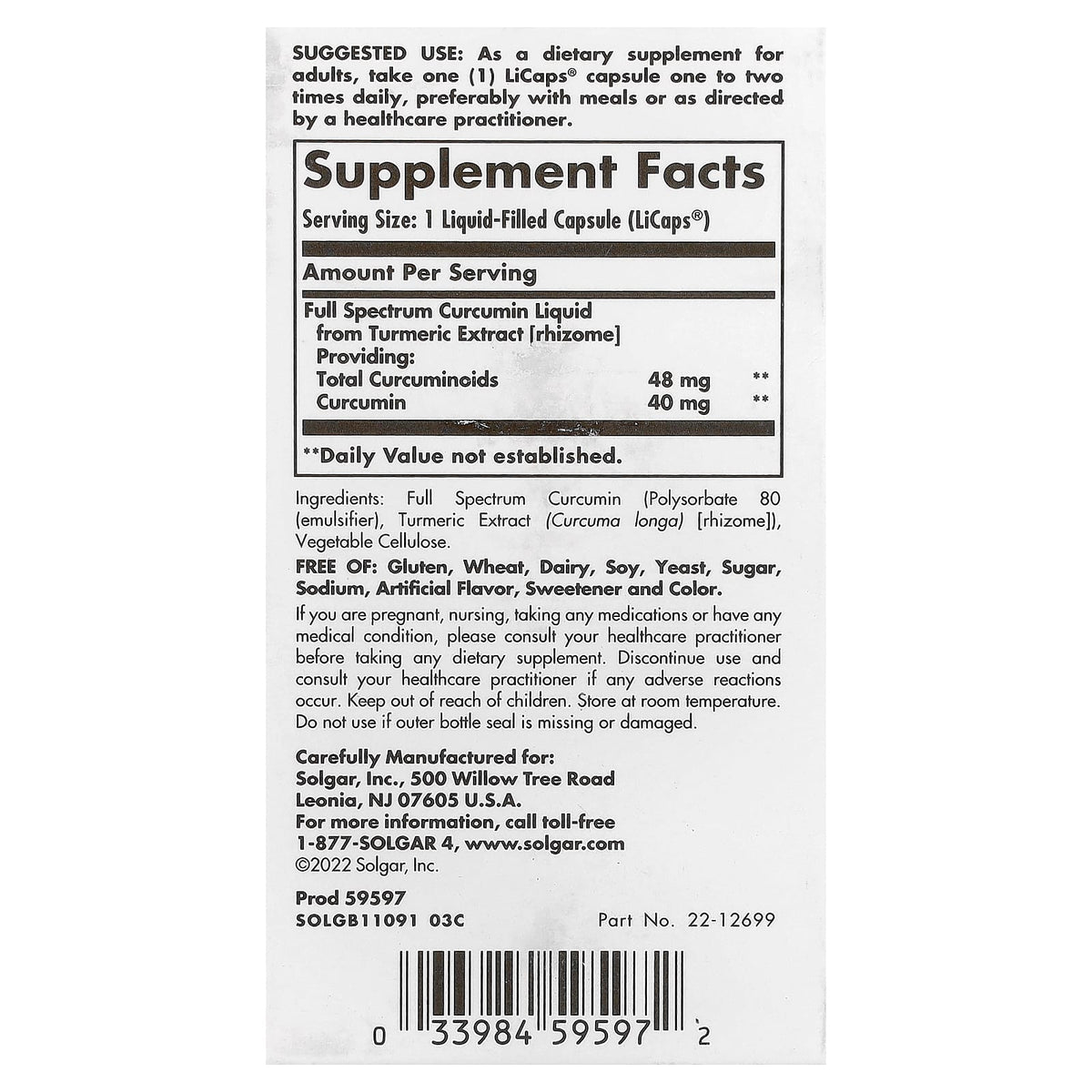 Solgar Full Spectrum Curcumin, 30 LiCaps - view 2