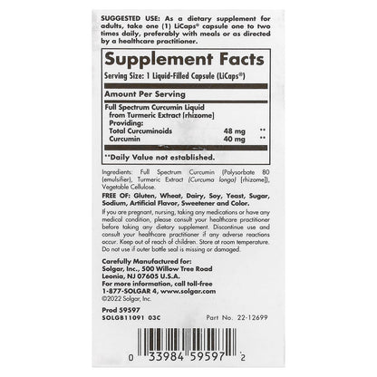 Solgar Full Spectrum Curcumin, 30 LiCaps - view 2