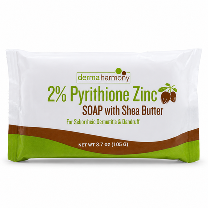 DermaHarmony Zinc + Shea Butter Soap 2% Pyrithione Zinc 105 g - front packaging view of soap bar