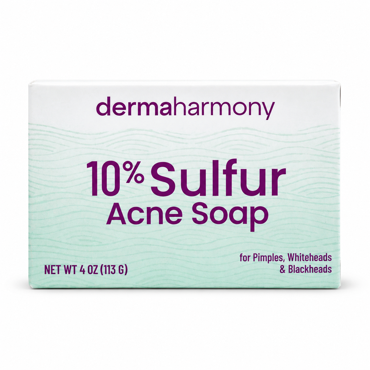 DermaHarmony Sulfur Cleansing Bar 10% Sulfur 113 g - Front view of the bar soap box.