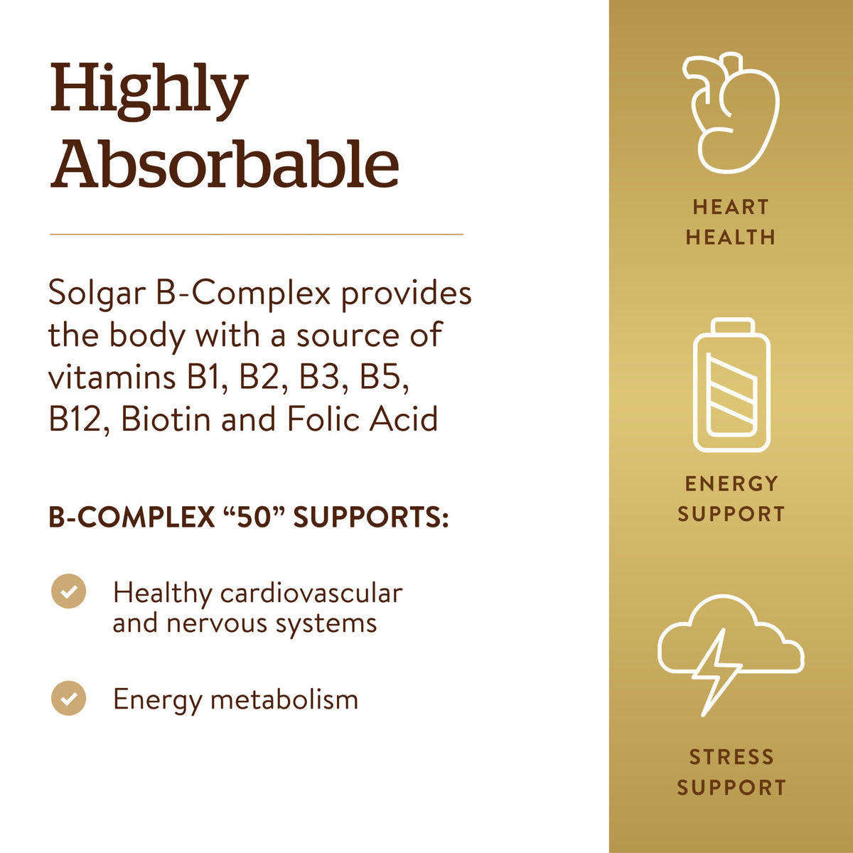 Solgar B-Complex "50", 250 Vegetable Capsules - view 4