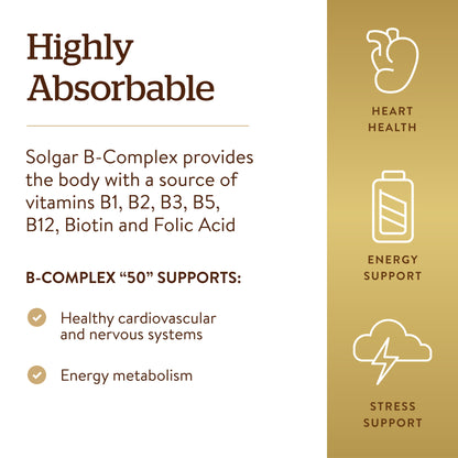 Solgar B-Complex "50", 250 Vegetable Capsules - view 4