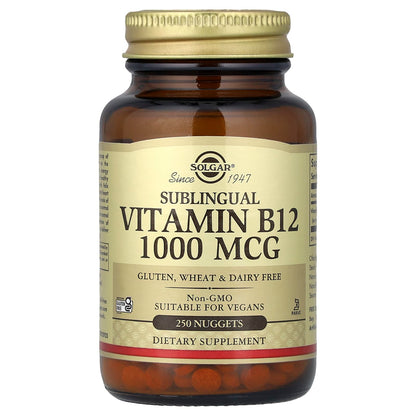 Solgar Vitamin B12 Sublingual 1,000 mcg, 250 Nuggets