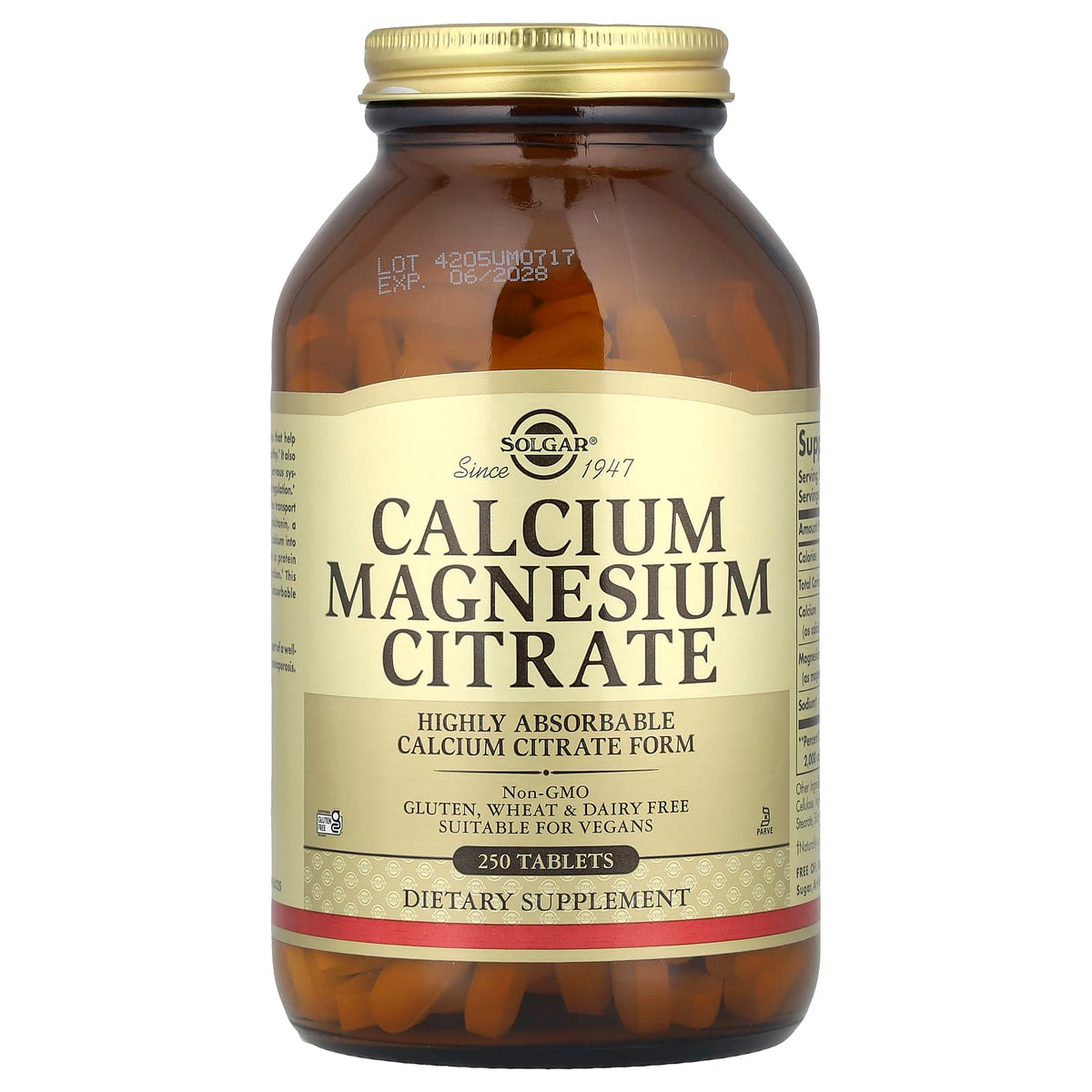 Solgar Calcium Magnesium Citrate 250 Tablets — product view