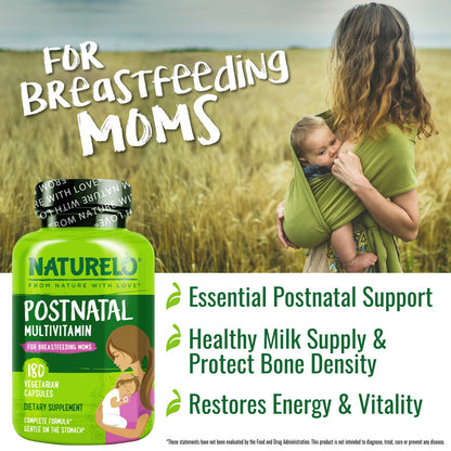 NATURELO Postnatal Multivitamin for Breastfeeding Mums, 180 Vegetarian Capsules - view 3