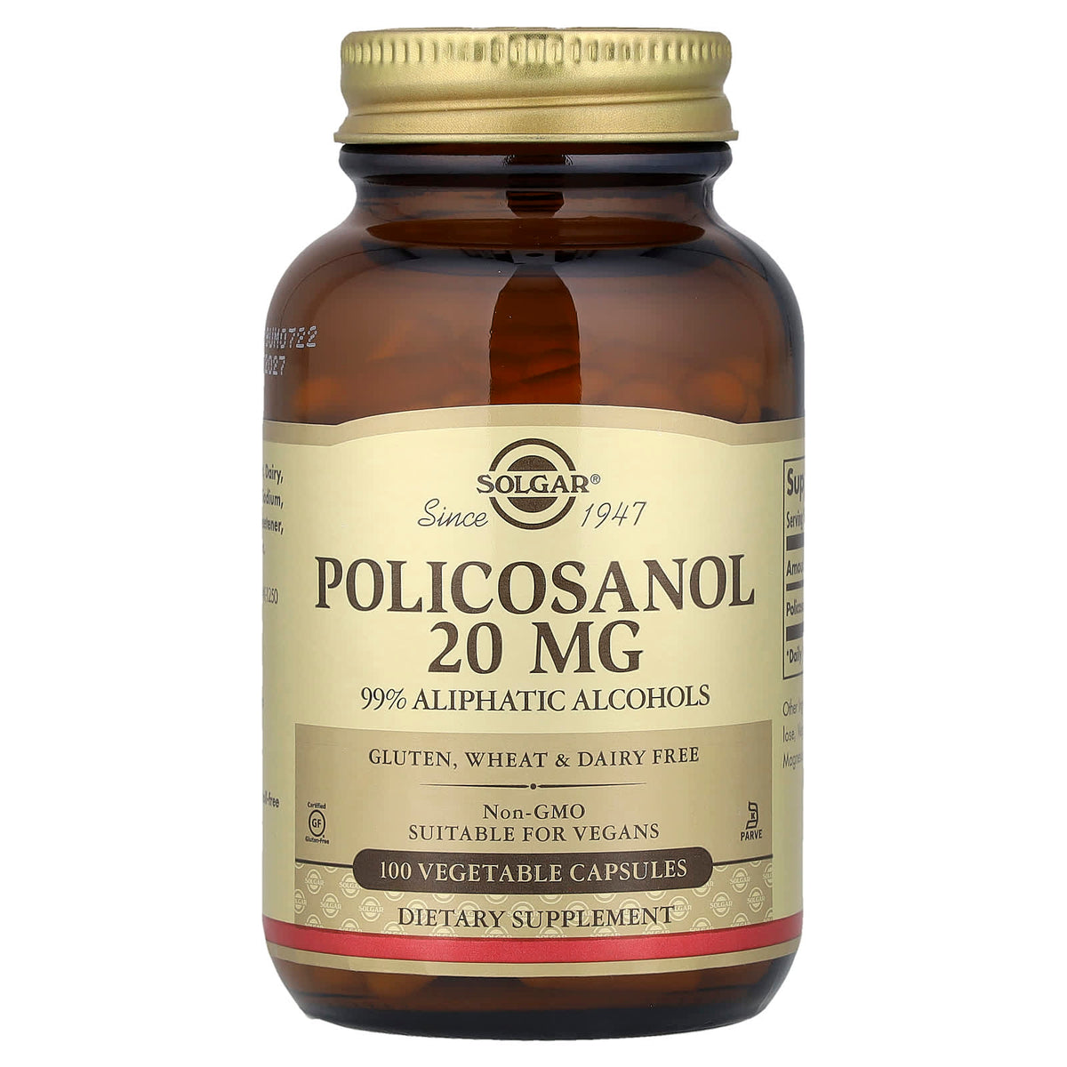 Solgar Policosanol 20 mg, 100 Vegetable Capsules