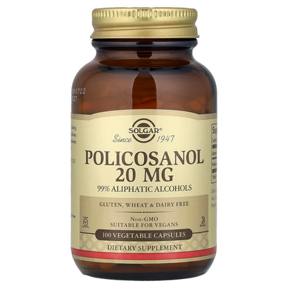 Solgar Policosanol 20 mg, 100 Vegetable Capsules