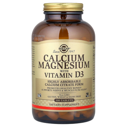 Solgar Calcium Magnesium with Vitamin D3, 300 Tablets