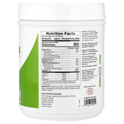 NaturesPlus Pea Protein, Unflavoured, 500 g (1.1 lb) - view 2