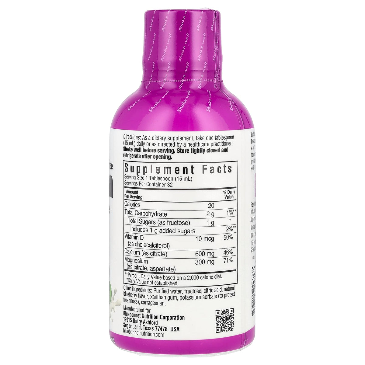 Bluebonnet Liquid Calcium Magnesium Citrate & Vitamin D3, Blueberry, 473 ml - view 2
