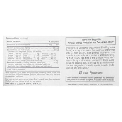 NaturesPlus Source of Life Power Teen for Him, Wild Berry, 60 Chewable Tablets - view 3