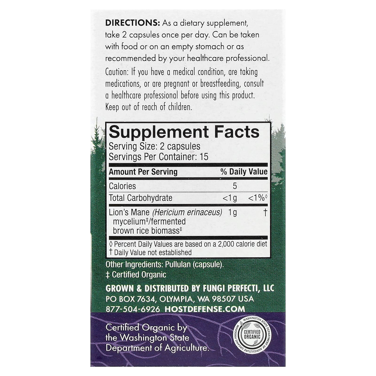 Host Defense Mushrooms Lion's Mane, 30 Capsules (0.5 g per Capsule) — alternate product view