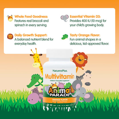 NaturesPlus Animal Parade Children's Multivitamin Chewable, Orange, 180 Tablets - view 4