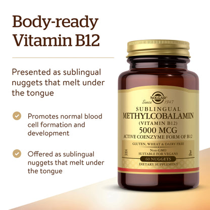 Solgar Sublingual Methylcobalamin (Vitamin B12) 5,000 mcg 60 Nuggets - view 5