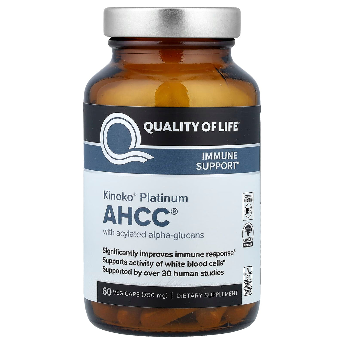 Quality of Life Kinoko Platinum AHCC, 750 mg, 60 Vegicaps