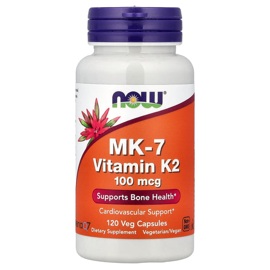 NOW Foods MK-7 Vitamin K-2 100 mcg, 120 Veg Capsules