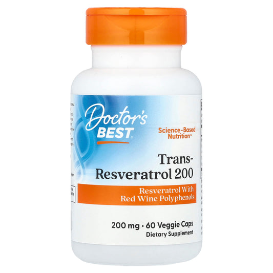 Doctor's Best Trans-Resveratrol 200, 200 mg, 60 Veggie Caps