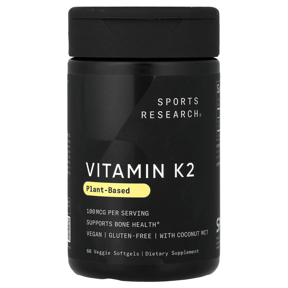 Sports Research Vitamin K2, Plant-Based, 100 mcg, 60 Veggie Softgels — product view