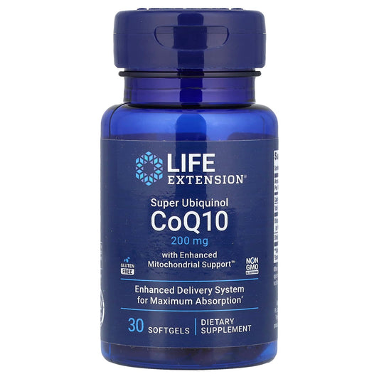 Life Extension Super Ubiquinol CoQ10 Mitochondrial Support, 200 mg, 30 Softgels