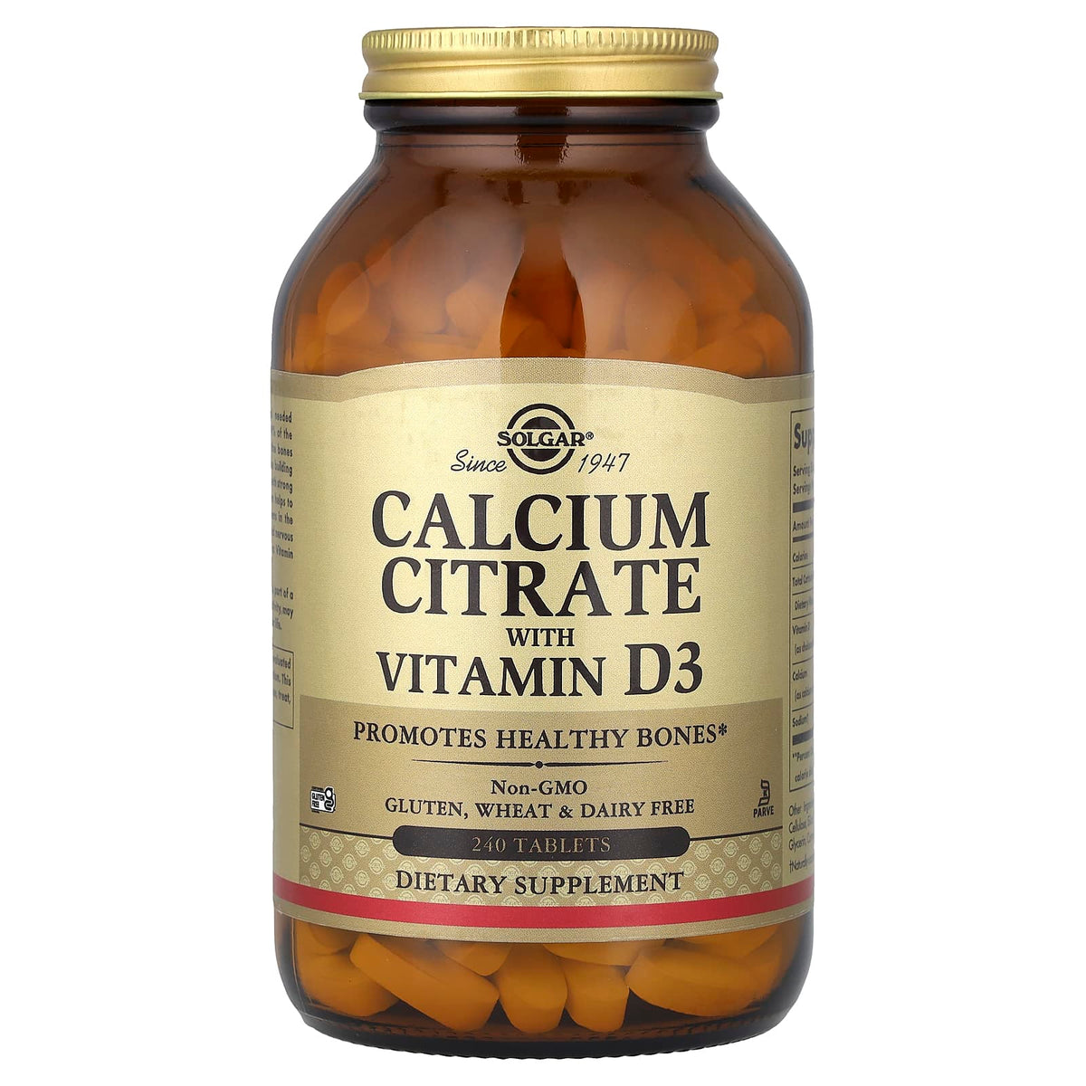 Solgar Calcium Citrate with Vitamin D3, 240 Tablets — product view