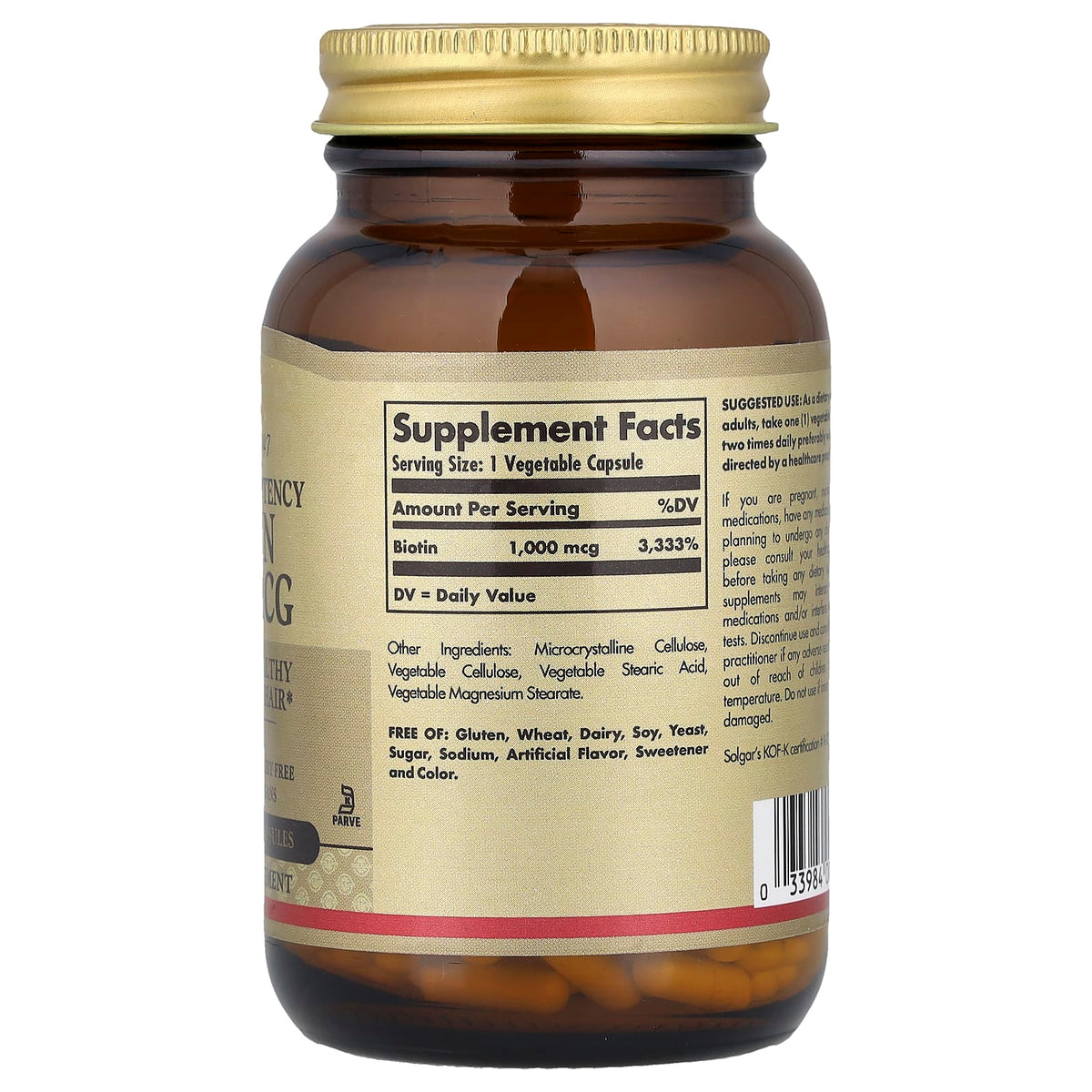 Solgar Biotin, 1,000 mcg, 250 Vegetable Capsules — alternate product view
