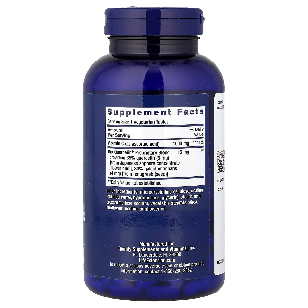 Life Extension Vitamin C and Bio-Quercetin, 250 Vegetarian Tablets — alternate product view