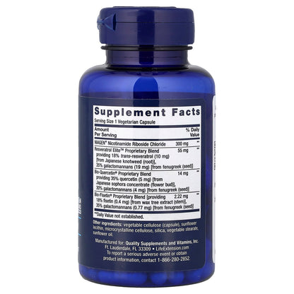 Life Extension NAD+ Cell Regenerator and Resveratrol Elite, 30 Veg Capsules - view 2