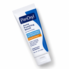PanOxyl 10% Acne Foaming Wash 1 oz tube lying diagonally on a plain white background