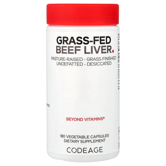 Codeage Grass-Fed Beef Liver, 500 mg per Capsule, 180 Vegetable Capsules