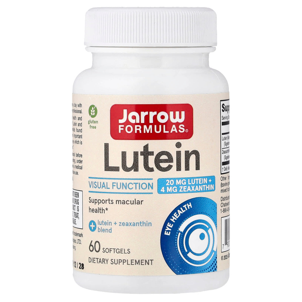 Jarrow Formulas Lutein 20 mg + Zeaxanthin 4 mg, 60 Softgels — product view