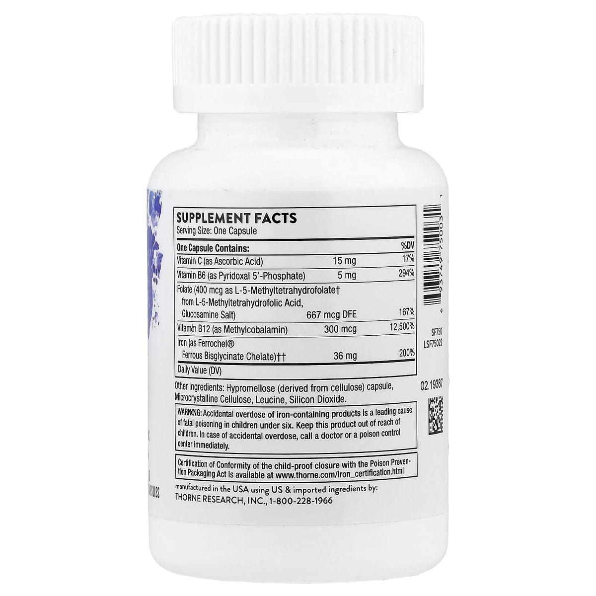 Thorne Advanced Iron Complex, 60 Capsules — alternate product view