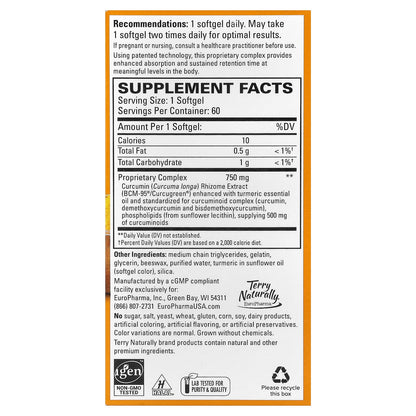 Terry Naturally CuraMed Curcumin, 750 mg, 60 Softgels - view 2