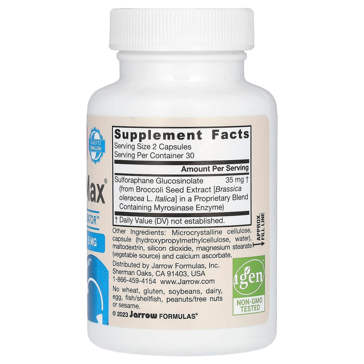 Jarrow Formulas Vegan BroccoMax, 60 Veggie Capsules (17.5 mg per Capsule) - view 2