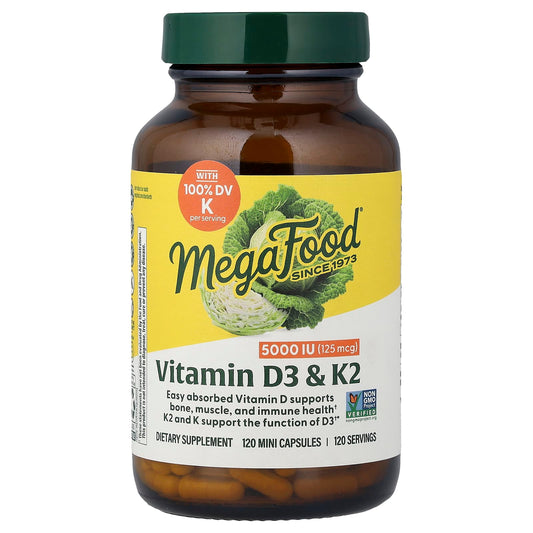 MegaFood Vitamin D3 & K2, 120 Mini Capsules