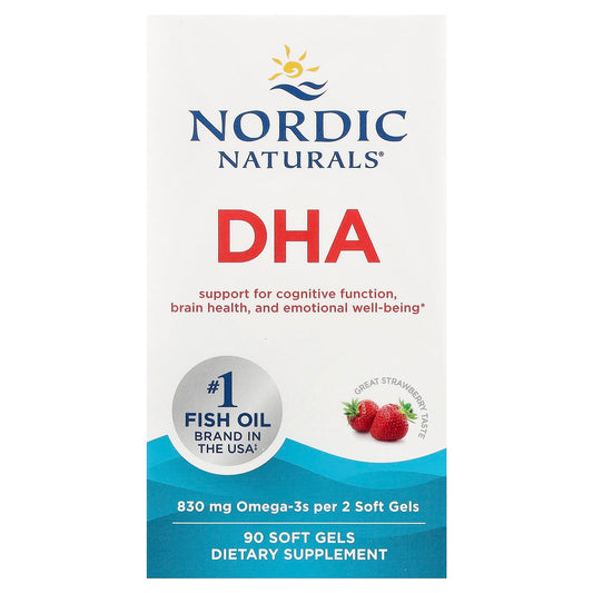 Nordic Naturals DHA, Strawberry, 90 Soft Gels