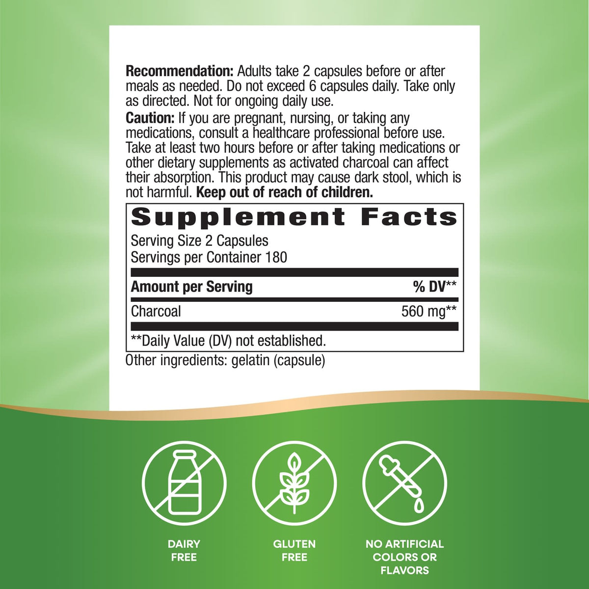 Nature's Way Activated Charcoal, 360 Capsules (280 mg per Capsule) - view 5