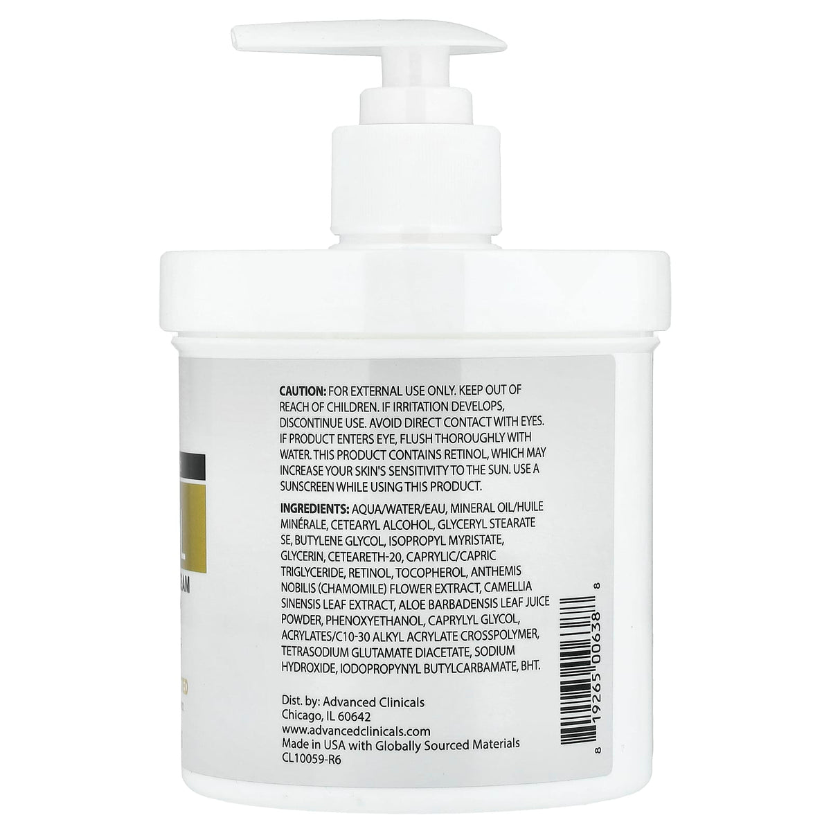 Advanced Clinicals Retinol Advanced Firming Cream 454 g (16 oz) - view 2