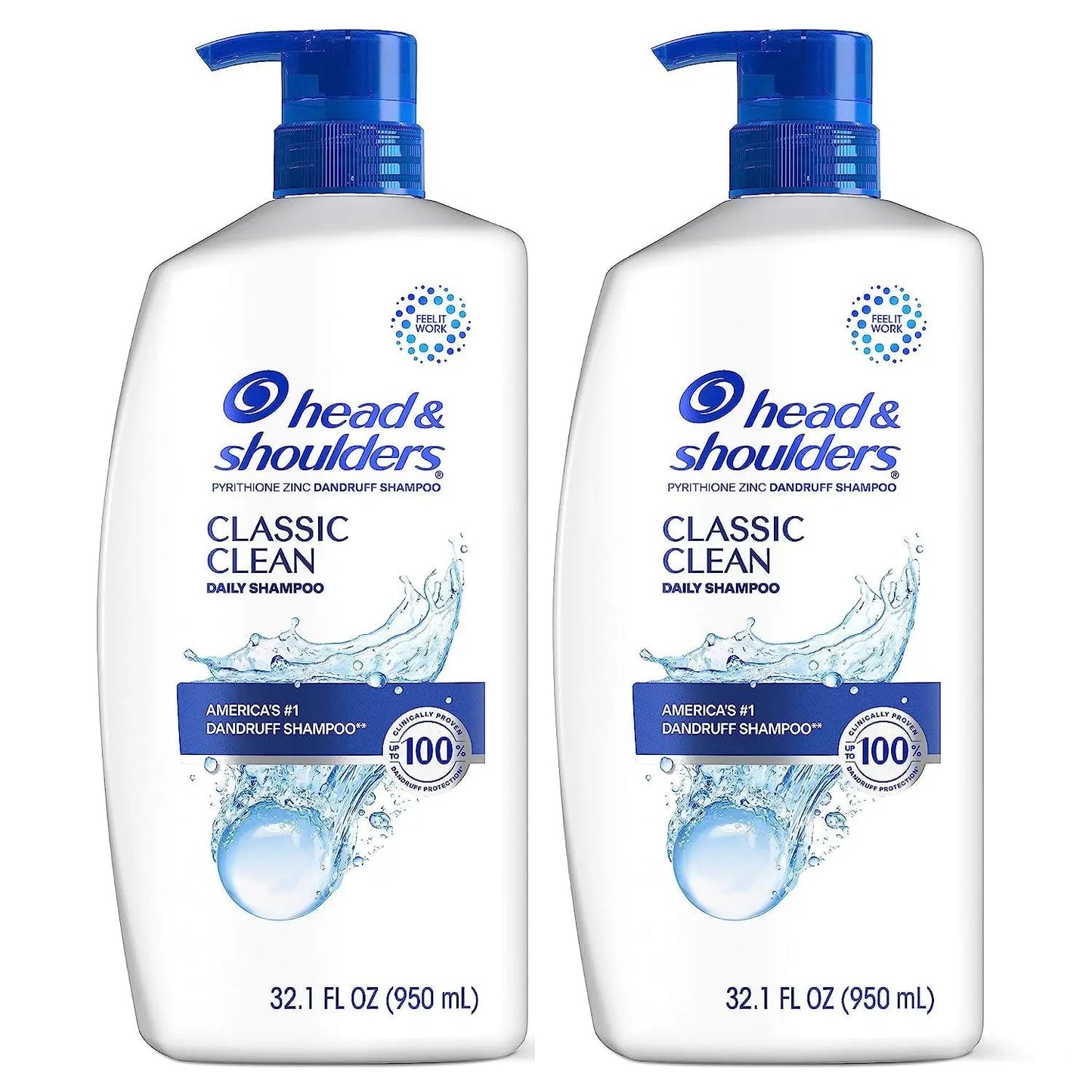 Head & Shoulders Classic Clean Dandruff Shampoo Twin Pack, Anti-Dandruff Daily Use, Paraben-Free, Color-Safe, 32.1 Fl Oz Each (Set of 2)