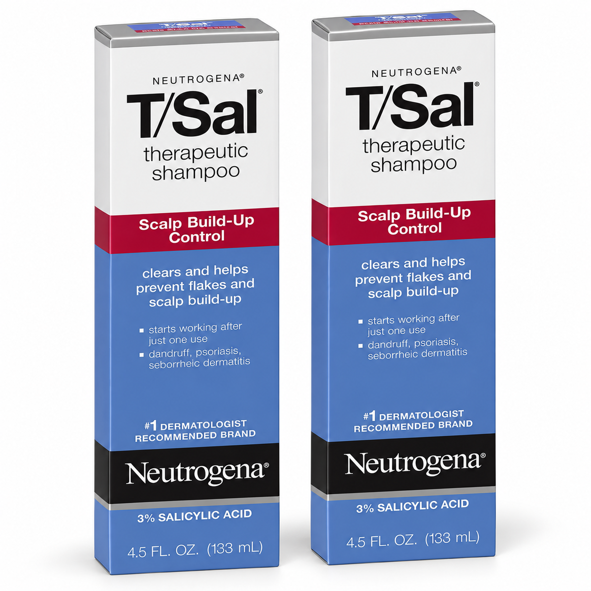Neutrogena T/Sal Shampoo 3% Salicylic Acid 4.5 fl oz (133 ml) - Pack of 2