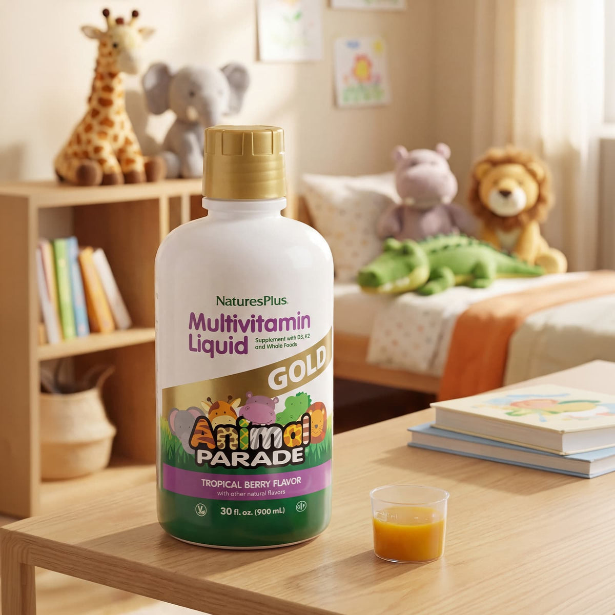 NaturesPlus Animal Parade Gold Multi Liquid, Tropical Berry, 900 ml (30 fl oz) - view 6