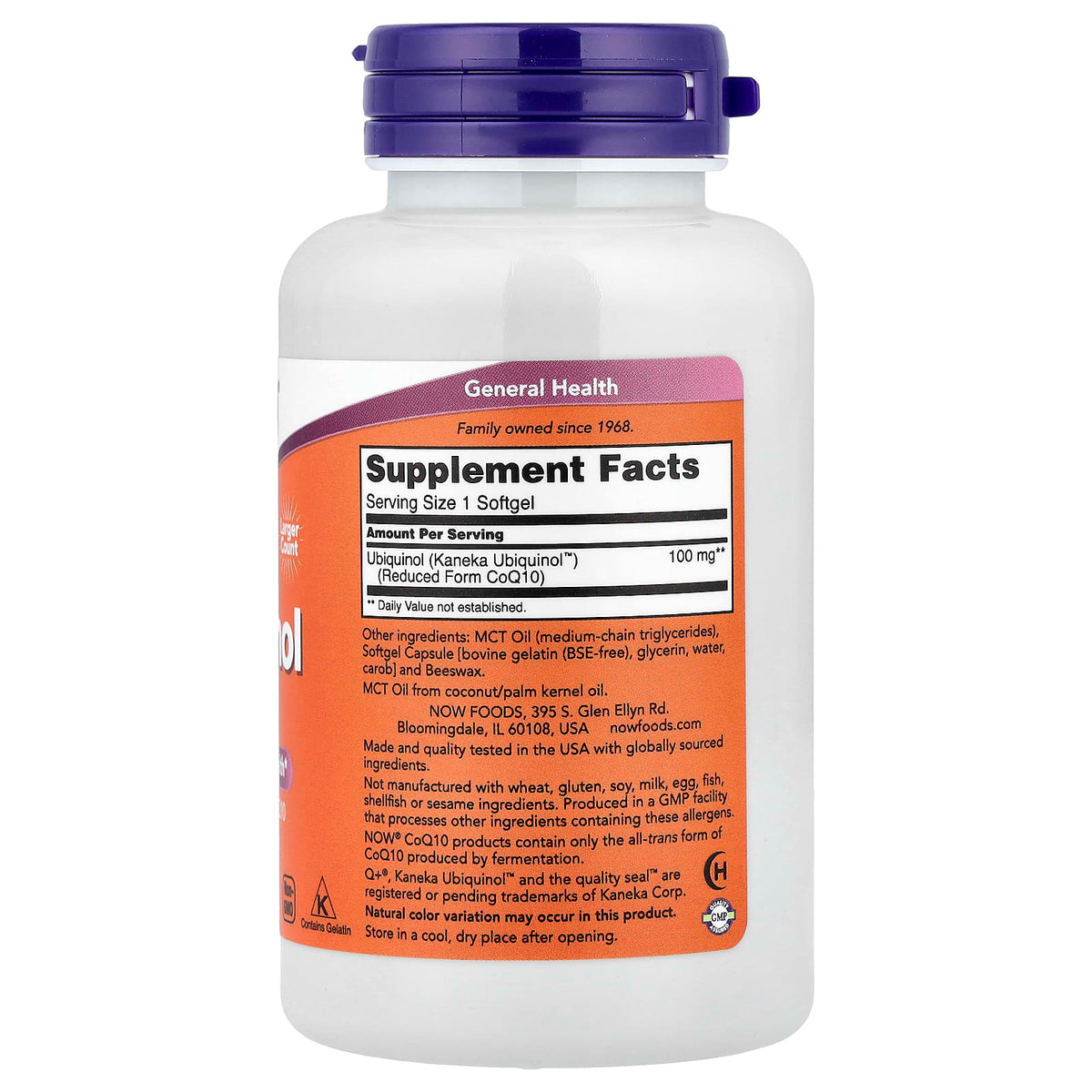 NOW Foods Ubiquinol 100 mg, 120 Softgels - view 2
