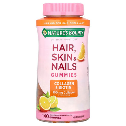 Nature's Bounty Hair, Skin & Nails Gummies, Tropical Citrus, 140 Gummies
