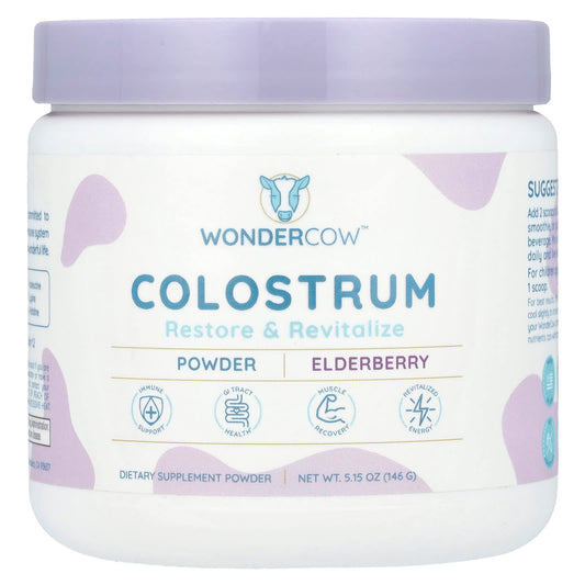 Wondercow Colostrum Powder, Elderberry, 5.15 oz (146 g)