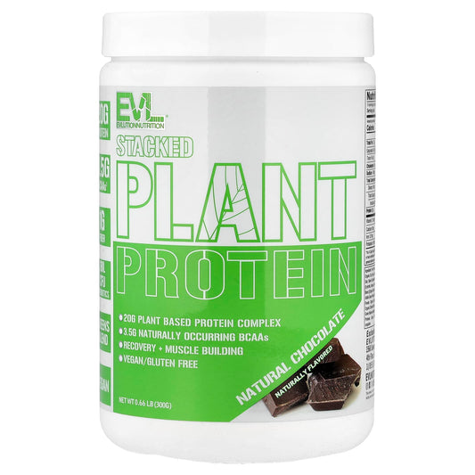 EVLution Nutrition Stacked Plant Protein, Natural Chocolate, 300 g (0.66 lb)