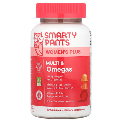 SmartyPants Women's Plus Multi & Omegas Strawberry Orange Lemon Creme, 90 Count