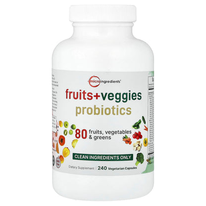 Micro Ingredients Fruits + Veggies Probiotics, 240 Vegetarian Capsules
