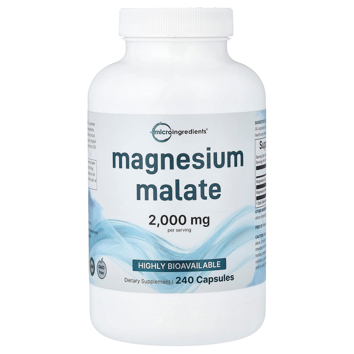 Micro Ingredients Magnesium Malate, 240 Capsules (500 mg per Capsule) — product view