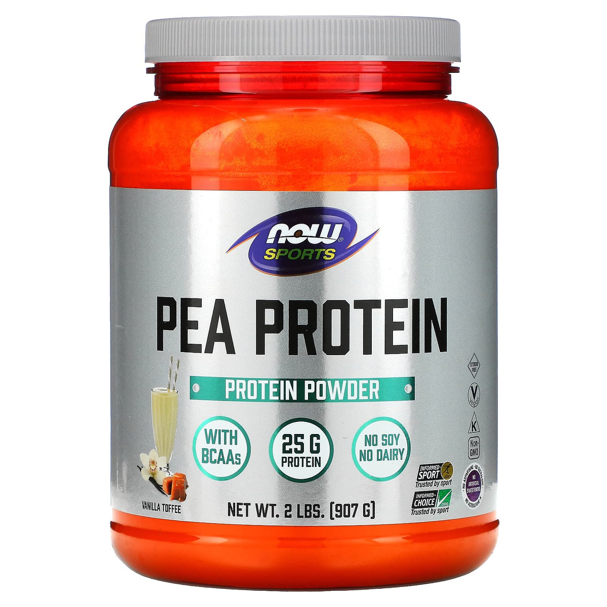 NOW Foods Sports Pea Protein, Vanilla Toffee, 907 g (2 lb) — product view